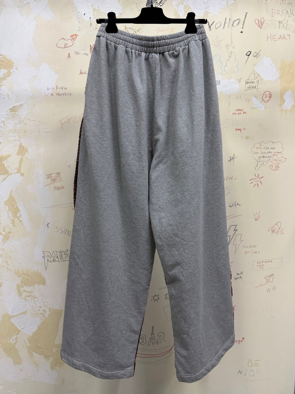 Unisex Blcg 2026SS Plaid patchwork Distressed finish Loose fit Trousers Pants #82535A