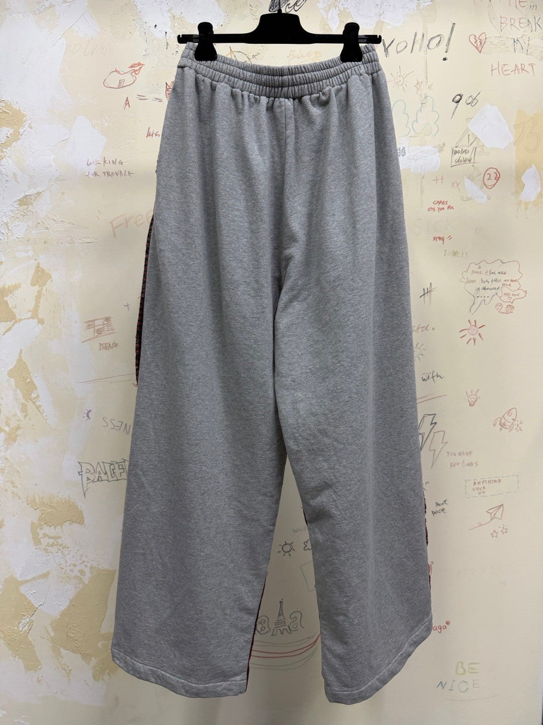 Unisex Blcg 2026SS Plaid patchwork Distressed finish Loose fit Trousers Pants #82535A