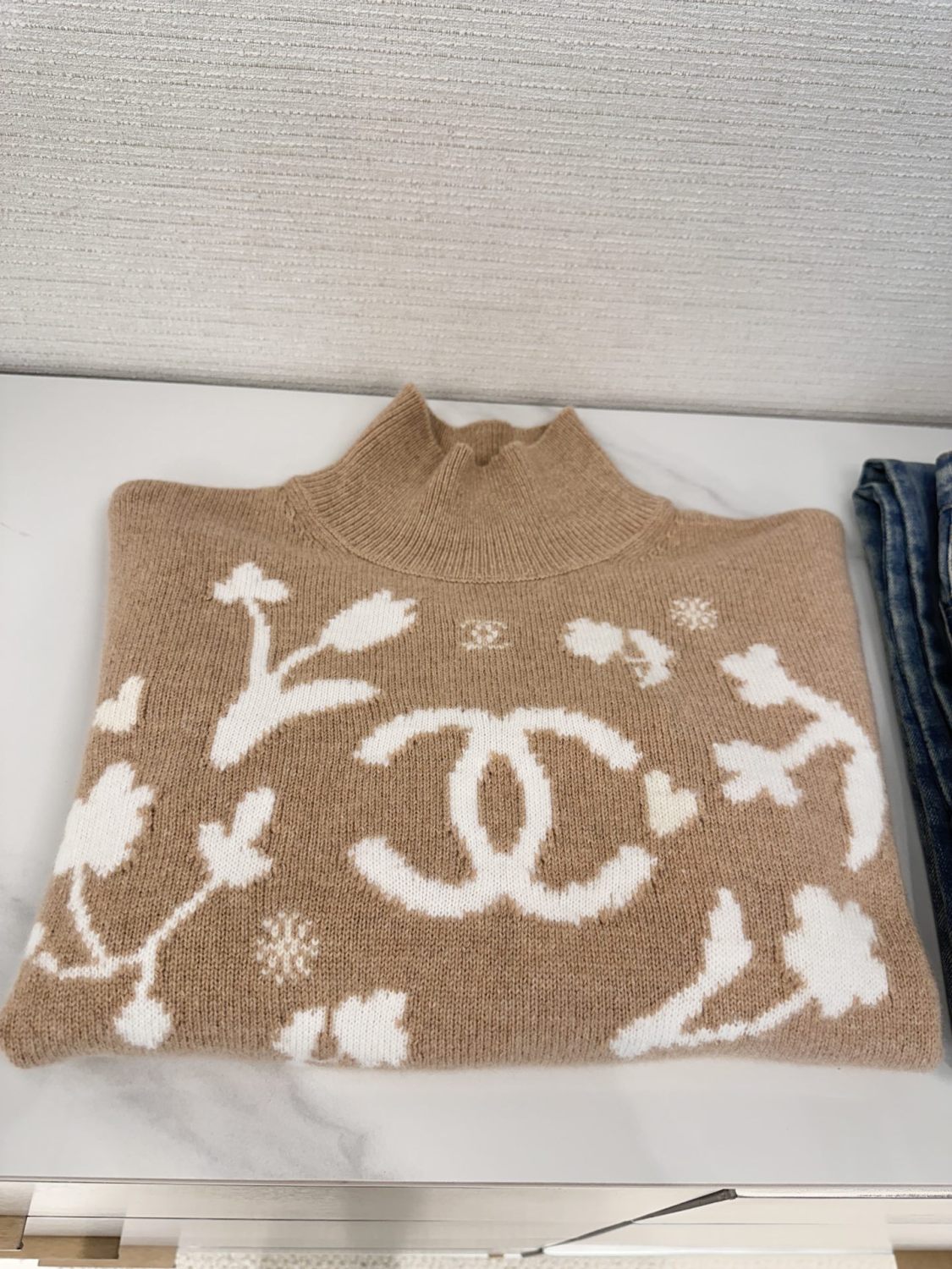 Women's Spring and Autumn Logo Printed High Neck Pullover Drop Shoulder Long Sleeve Cashmere Sweater #74367