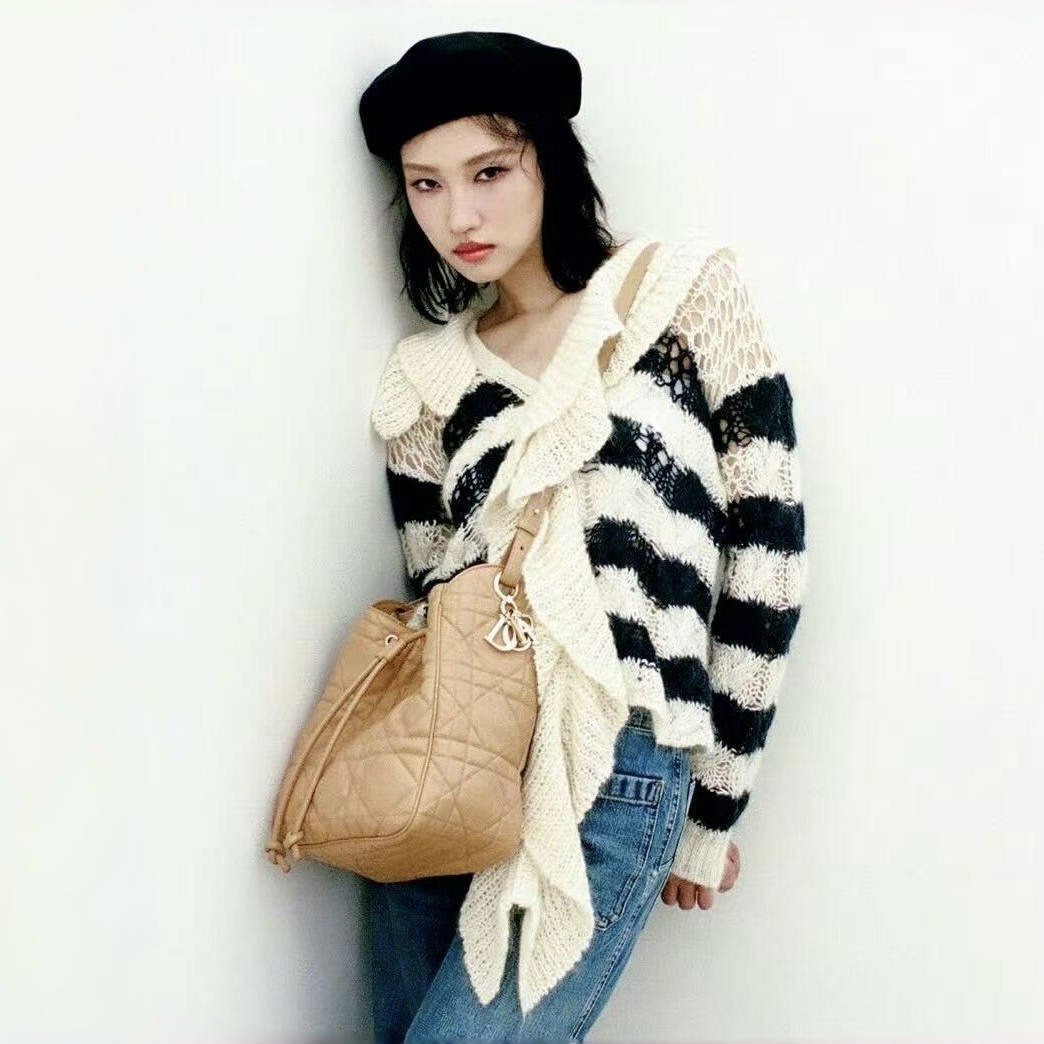 Women's Detachable Collar Mohair Striped Spring/Fall Long-Sleeve Knit Sweater Marini¨¨re Cardigan Ngvp #2373