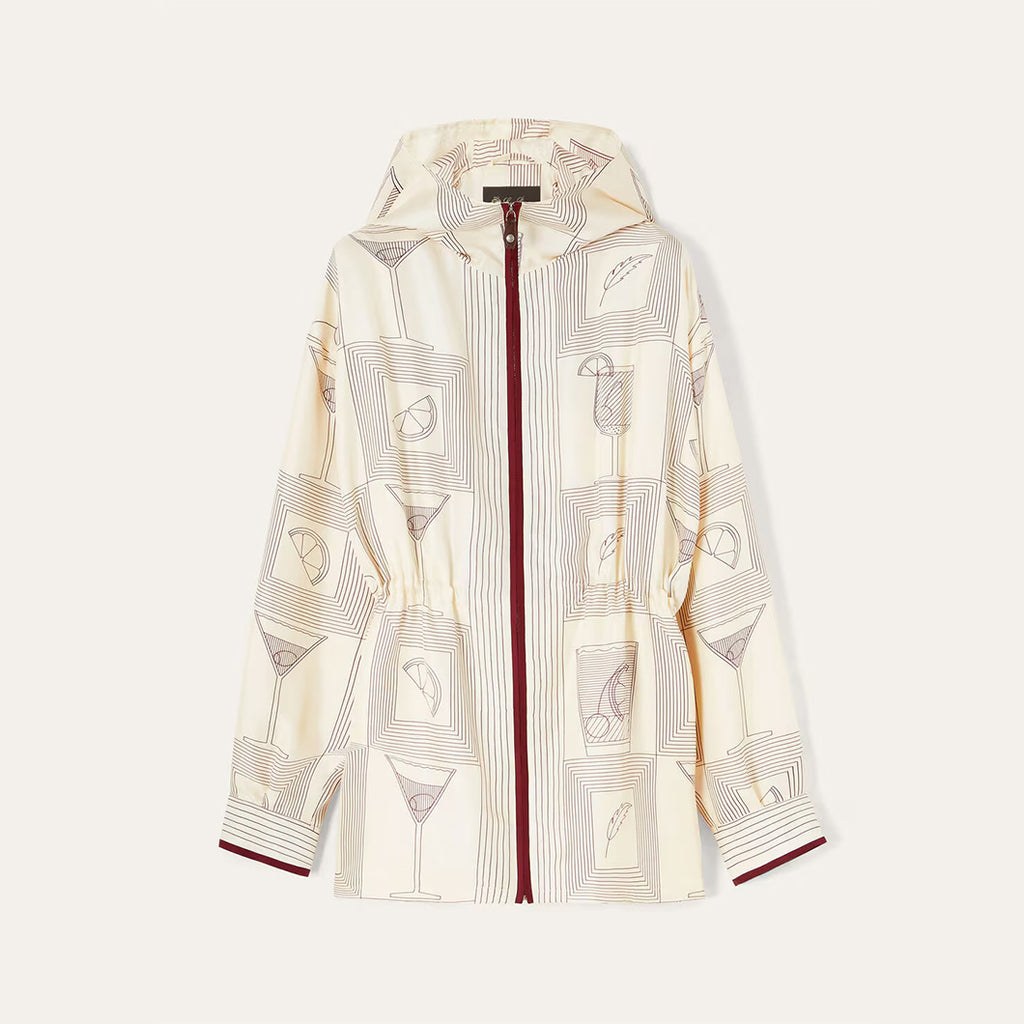 Women's Spring Summer Autumn Rafael Silk Printed Drawstring Parker Hooded Jacket Casual Dorin Striped Bermuda Shorts Ngvp #1839