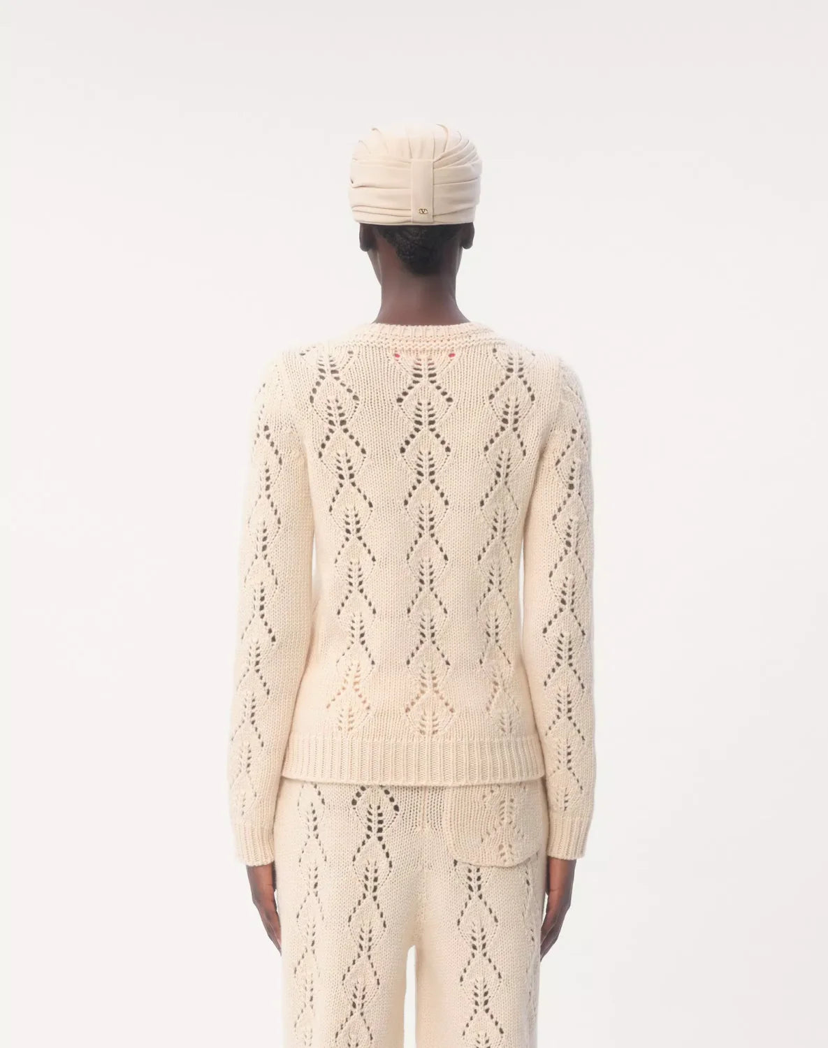 Women's Spring. Autumn And Winter Cherry Embroidery Round Neck Solid Color Fitted Long Sleeve Hollow Knit Wool Sweater Ngvp #9725