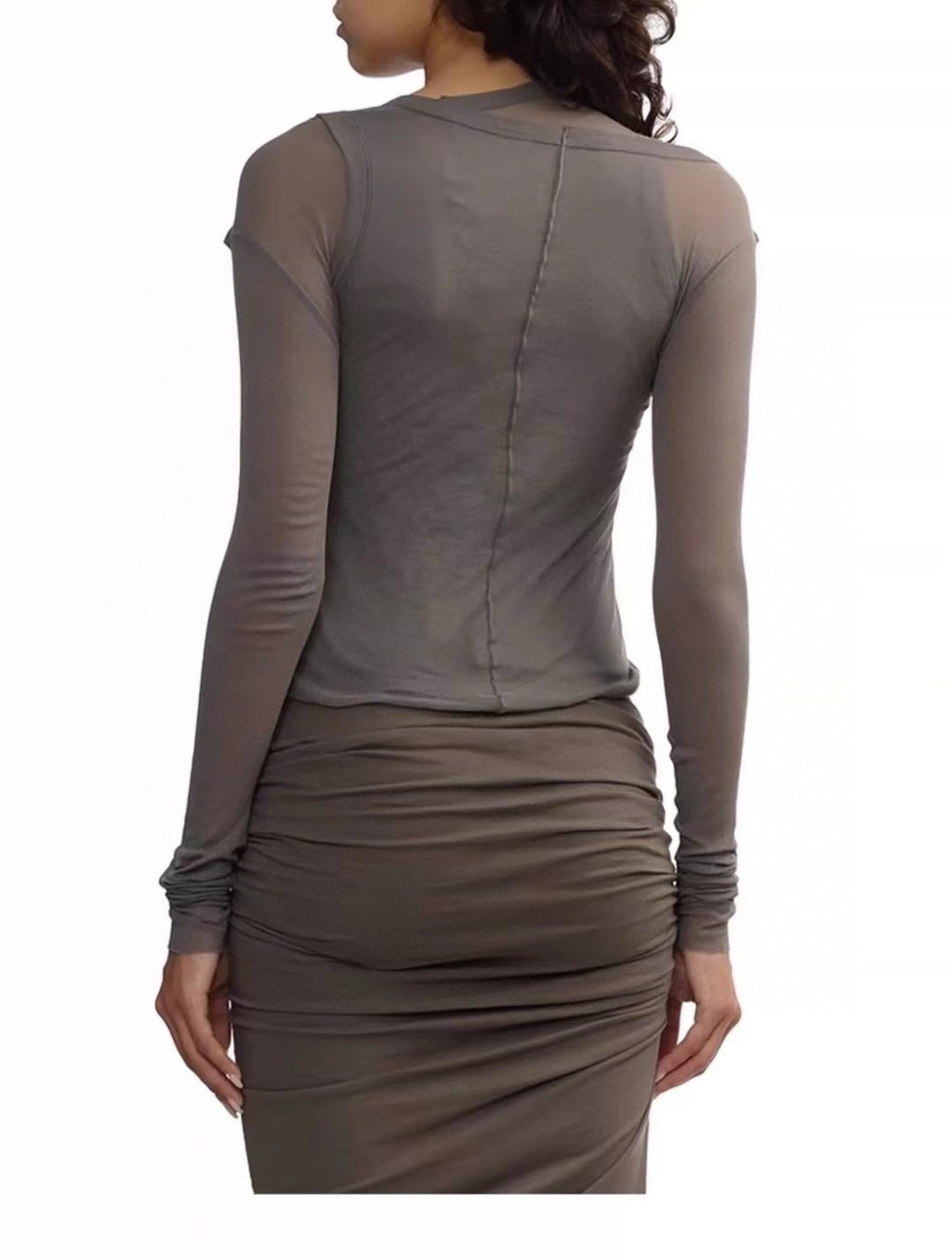 Women's Spring. Summer And Autumn Solid Color Layered Style Cotton Round Neck Pullover Long Sleeve Straight T-Shirt Ngvp #9174