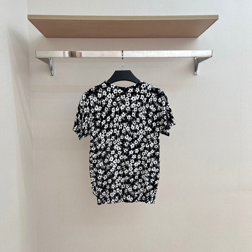 Women's Summer Floral Pattern Printed Round Neck Short Sleeve T-Shirt #736578