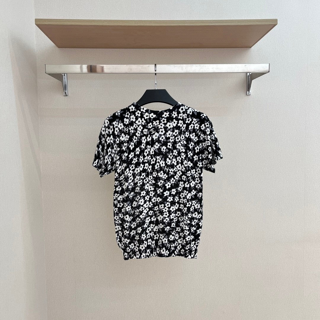 Women's Summer Floral Pattern Printed Round Neck Short Sleeve T-Shirt #736578