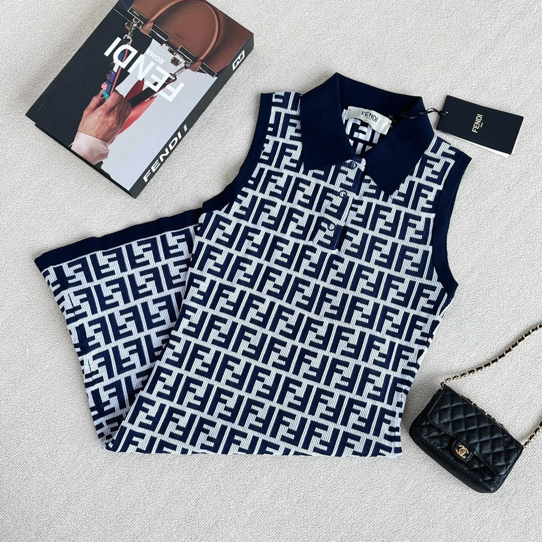 Women's Summer Blue Letter Printed Cotton Sleeveless Dresses #73433