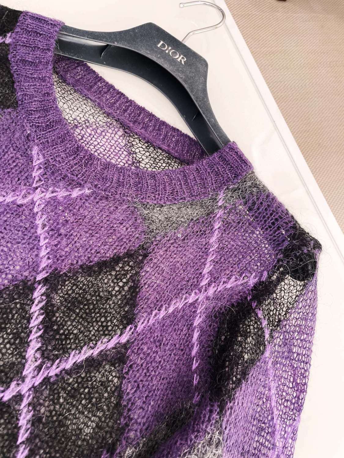 Women's Spring & Autumn Mohair Colorblocking Embroidery Round Neck Long Sleeve Fitted Knitted Sweater Ngvp 9752