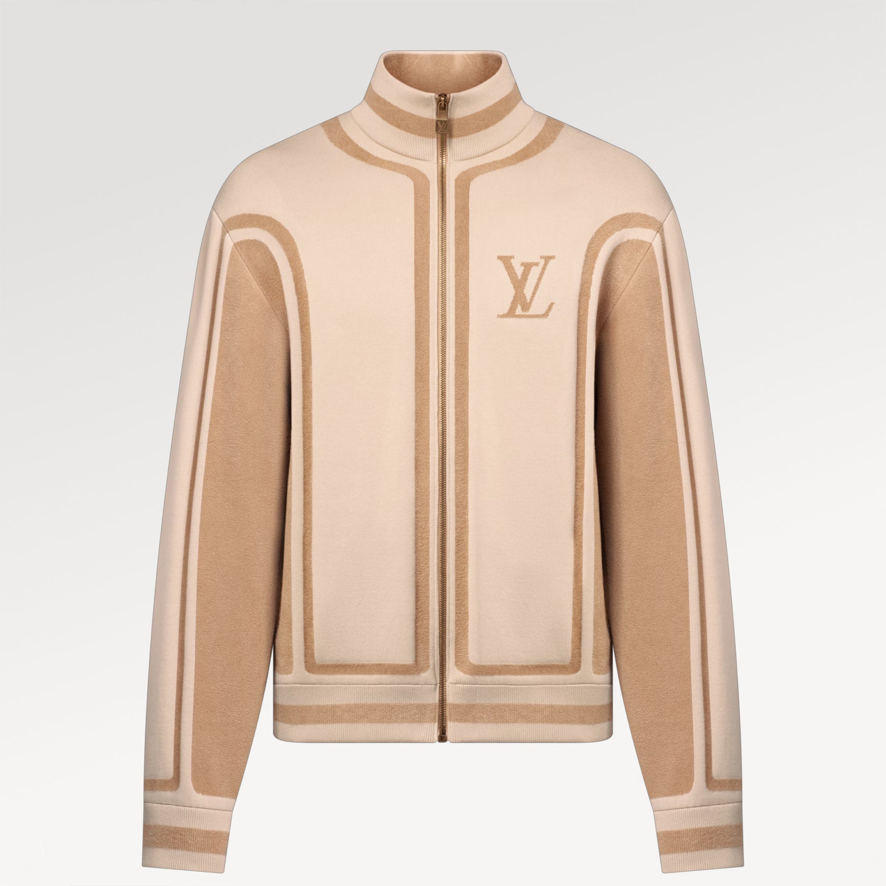 Regular Version Men's Fall/winter Knit Sweatshirt Two-tone Patterned Letter Print Stand Collar With Zipper Fashionable Open-front Cardigan #82287A