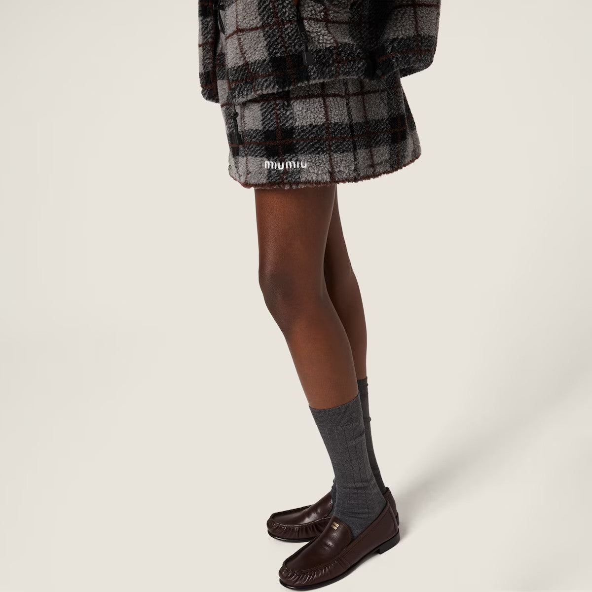 Women's Fall/Winter Blend Plaid Cotton Mini Skirt Fashionable Casual Mini Skirt Drawstring Skirt #82353A