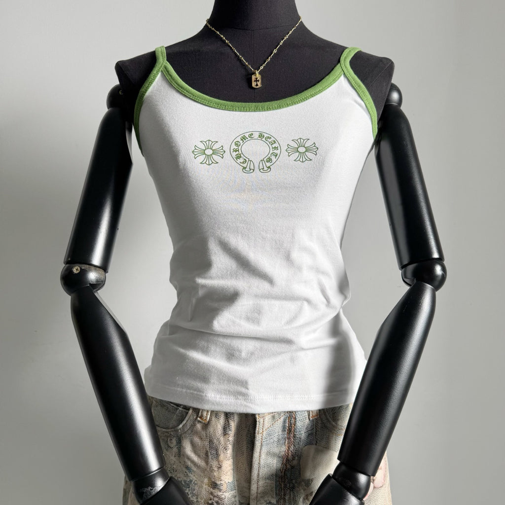 Women's Summer Fashion Casual Solid Color Logo Pattern Printed Pullover Tank Top Vest #78336