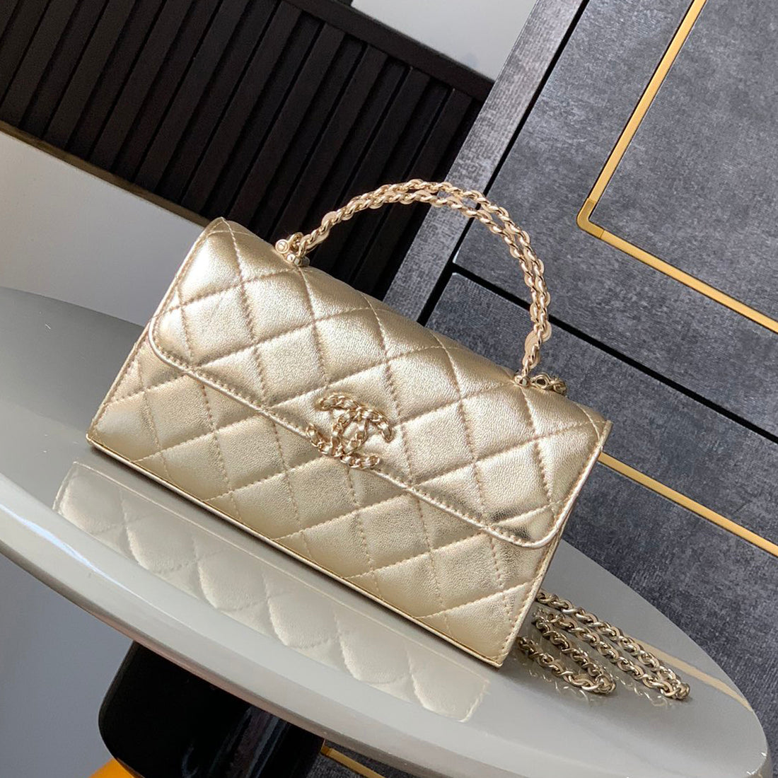 Women's Solid Color Diamond Pattern Chain Shoulder Strap Grain Embossed Leather Flap Bag Single Shoulder Handbag Crossbody Bags #77513