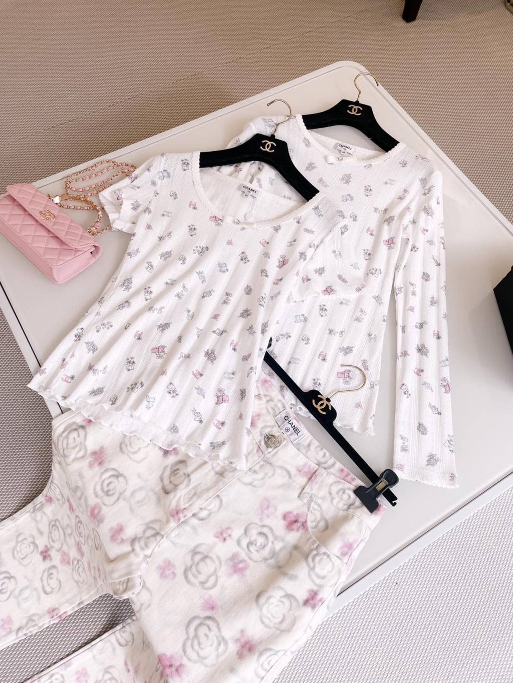 Women's Summer White Bow Rhinestone Hollow Lace Knit Short Sleeve Top T-Shirt #74474