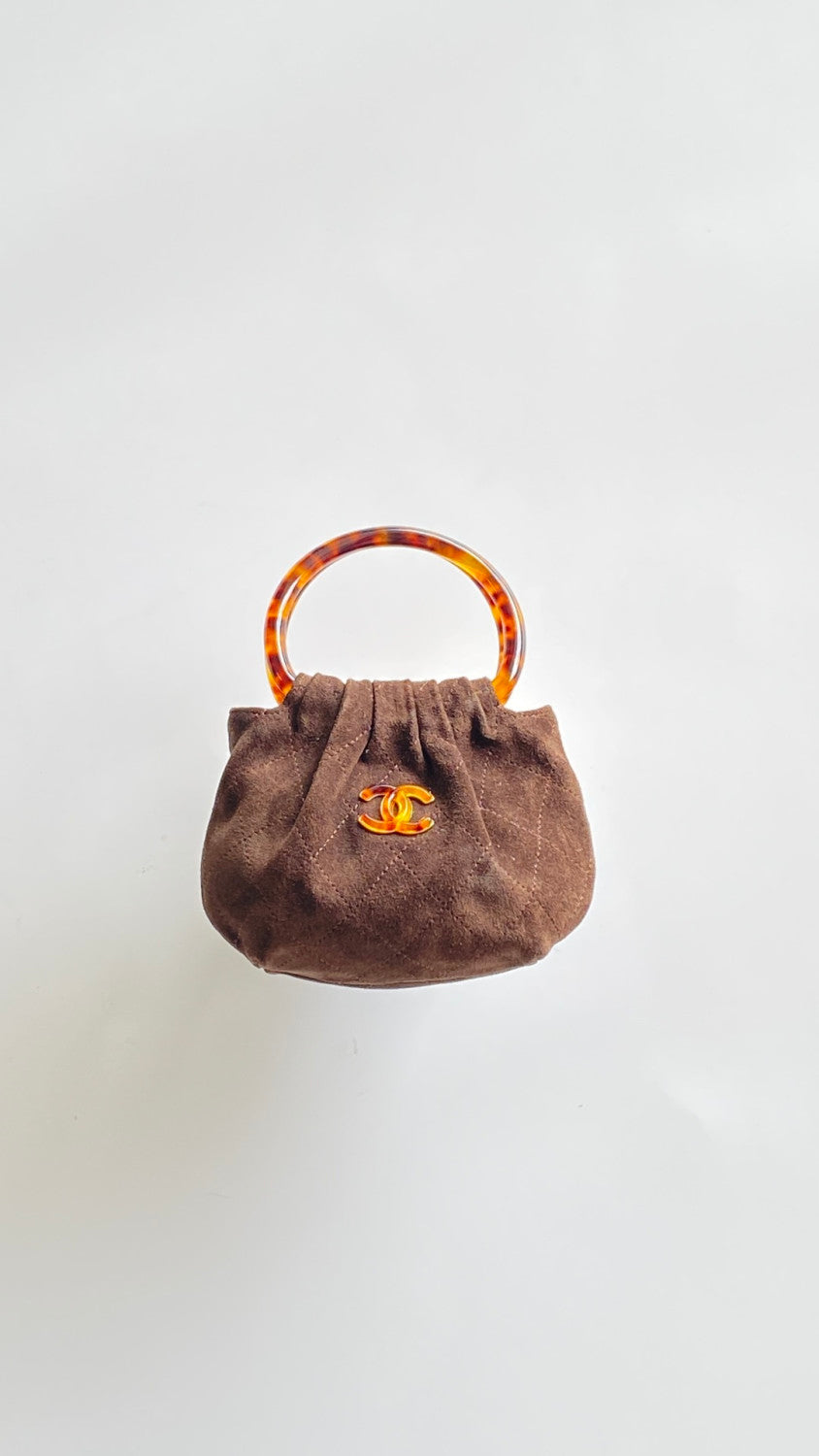 26C Women's Tortoiseshell Acrylic Handbag with Gold Metallic Ingot Design and Suede Finish #83224A