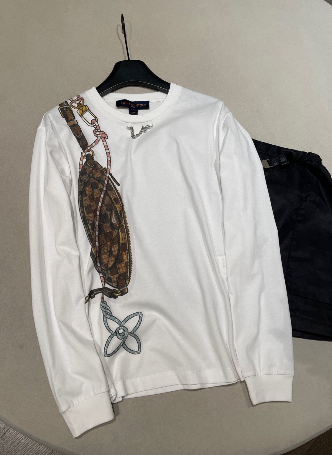 Women's White 100% Cotton Keepit Waist Bag Monogram Pattern Fall/Winter New Arrival Crewneck Pullover Sweatshirt 1AIOXU #194315