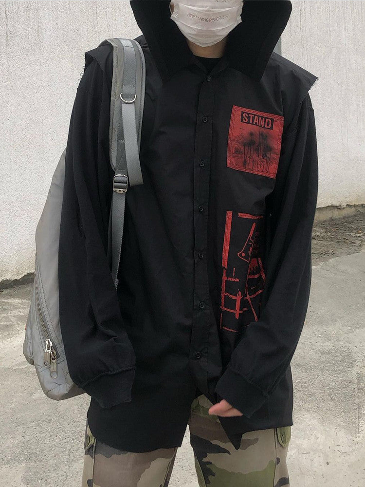 Raf Simons Men Women Printed V-neck Spring Summer Cotton Loose Hooded Sleeveless Shirt Waistcoat Vest Ngvp #1673