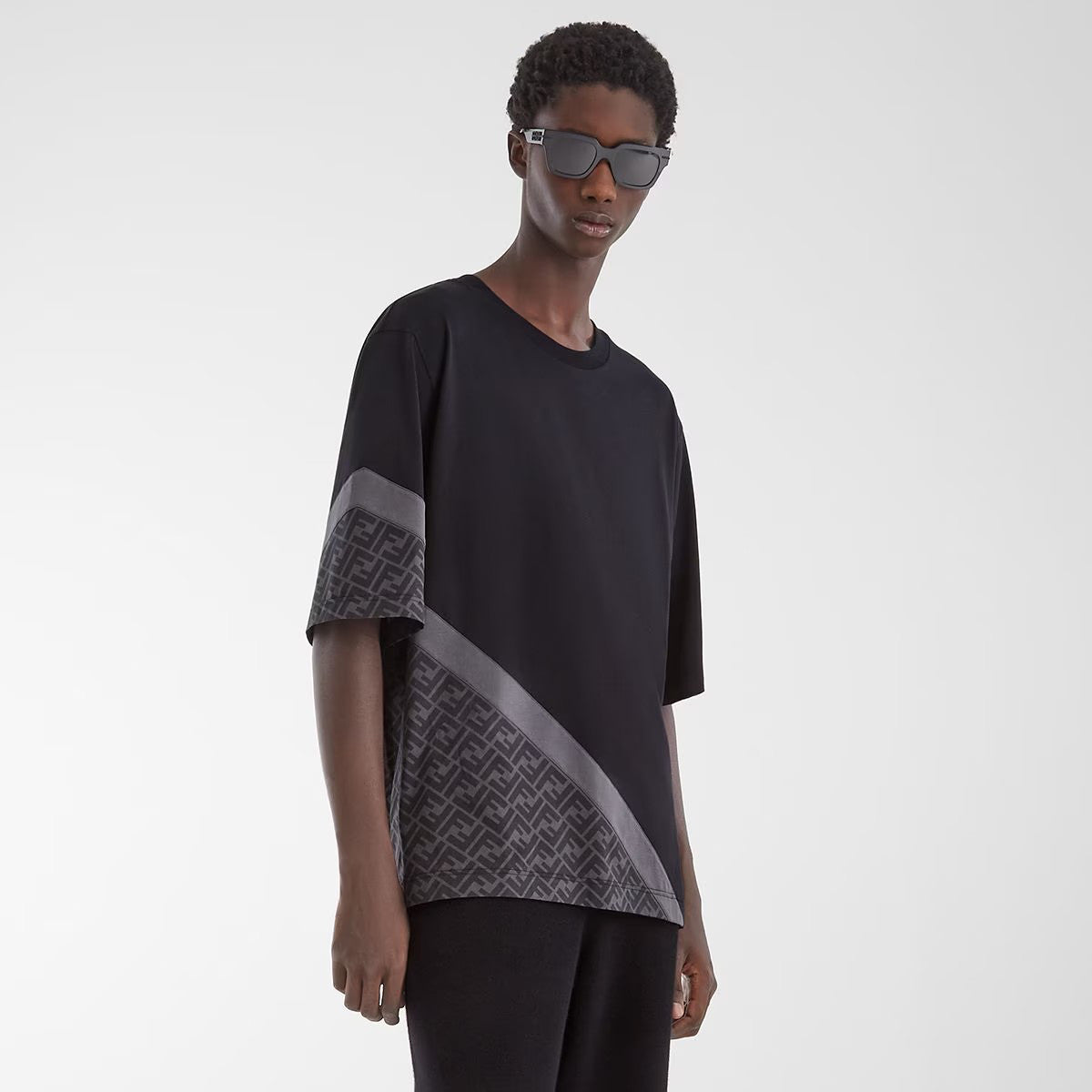 Fendi Men's And Women's Summer FF Inlays Color Collision Round Neck Cotton Short Sleeve T-shirt #98511