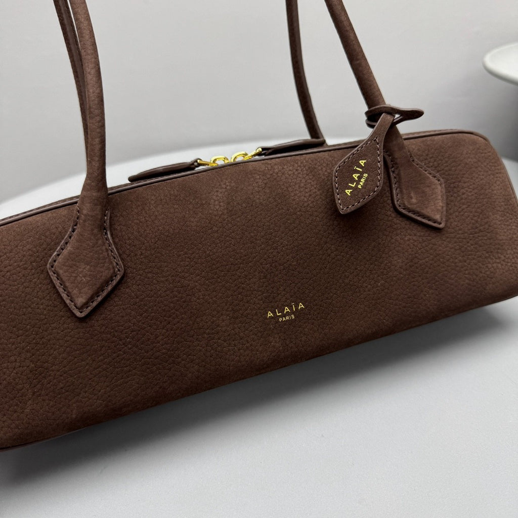 Alaia Le-Teckel Women's Goatskin Long Handle Handbag Solid Color Zipper Casual Shoulder Bag Bags #77835