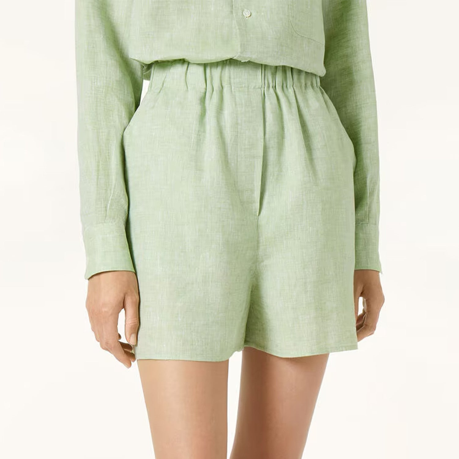 Angelo Women's Bermuda Large Shorts Spring And Summer Pure Colour Fashion Temperament Linen Elastic Waist Drawstring Shorts Pants Ngvp #1612