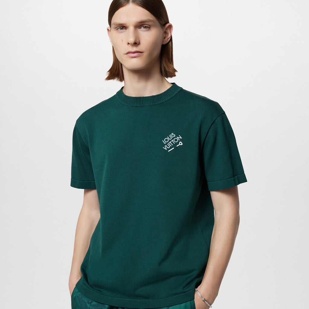 Men's Summer Solid Color Embroidered Logo Pin Crew Neck Cotton Short Sleeve T-Shirt #98211