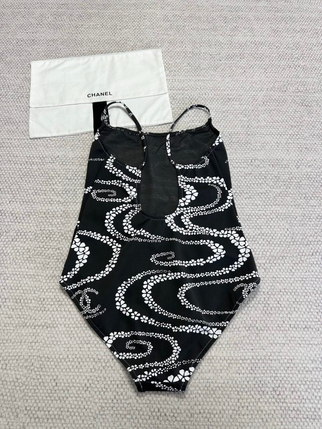 Women's Summer Black and White Printed Stretch Plain Knit One-Piece Swimsuit #77253