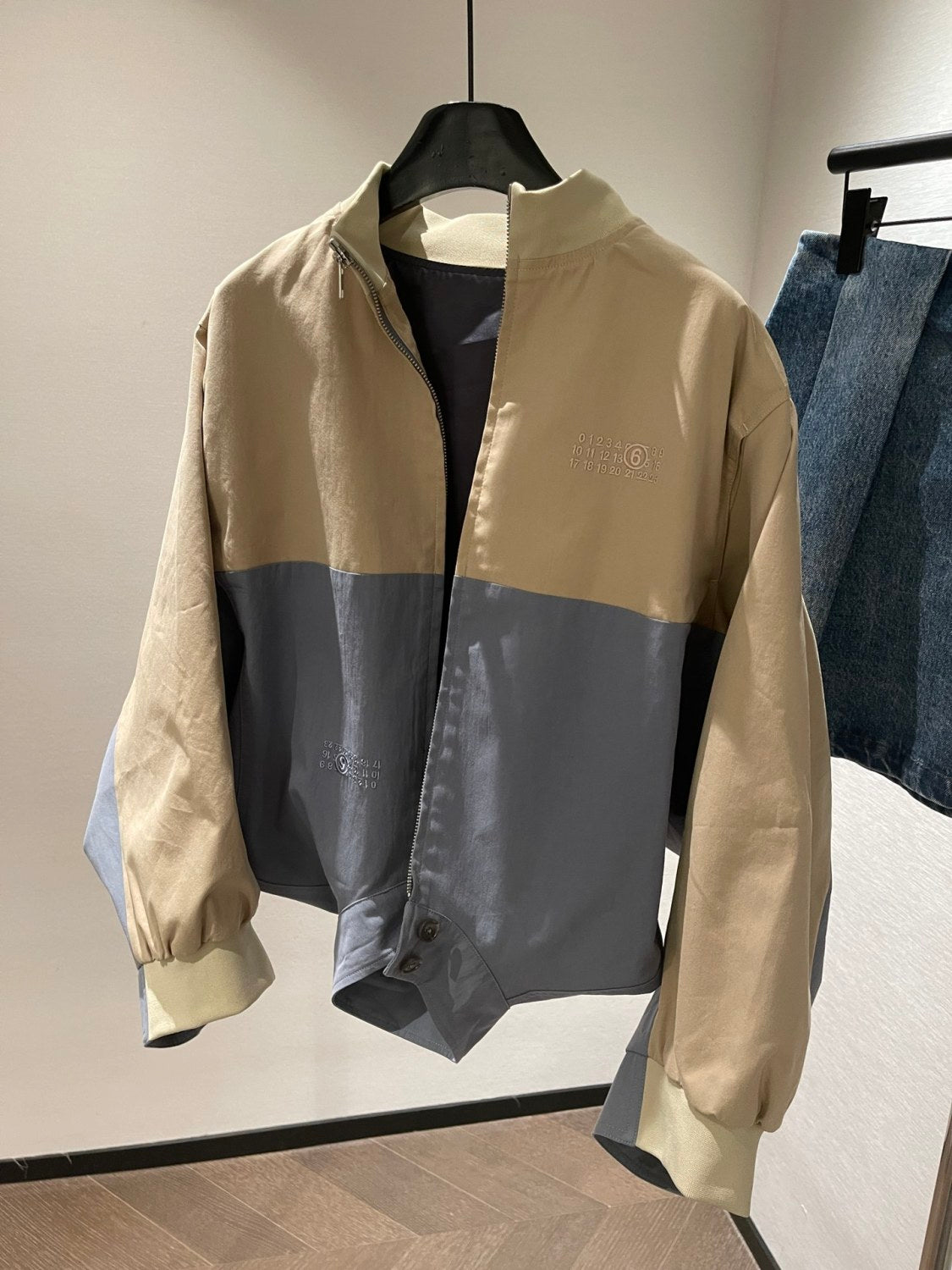 MM6 Margiela 2026 collection color-blocked patchwork stand-collar batwing sleeve Jacket #194158