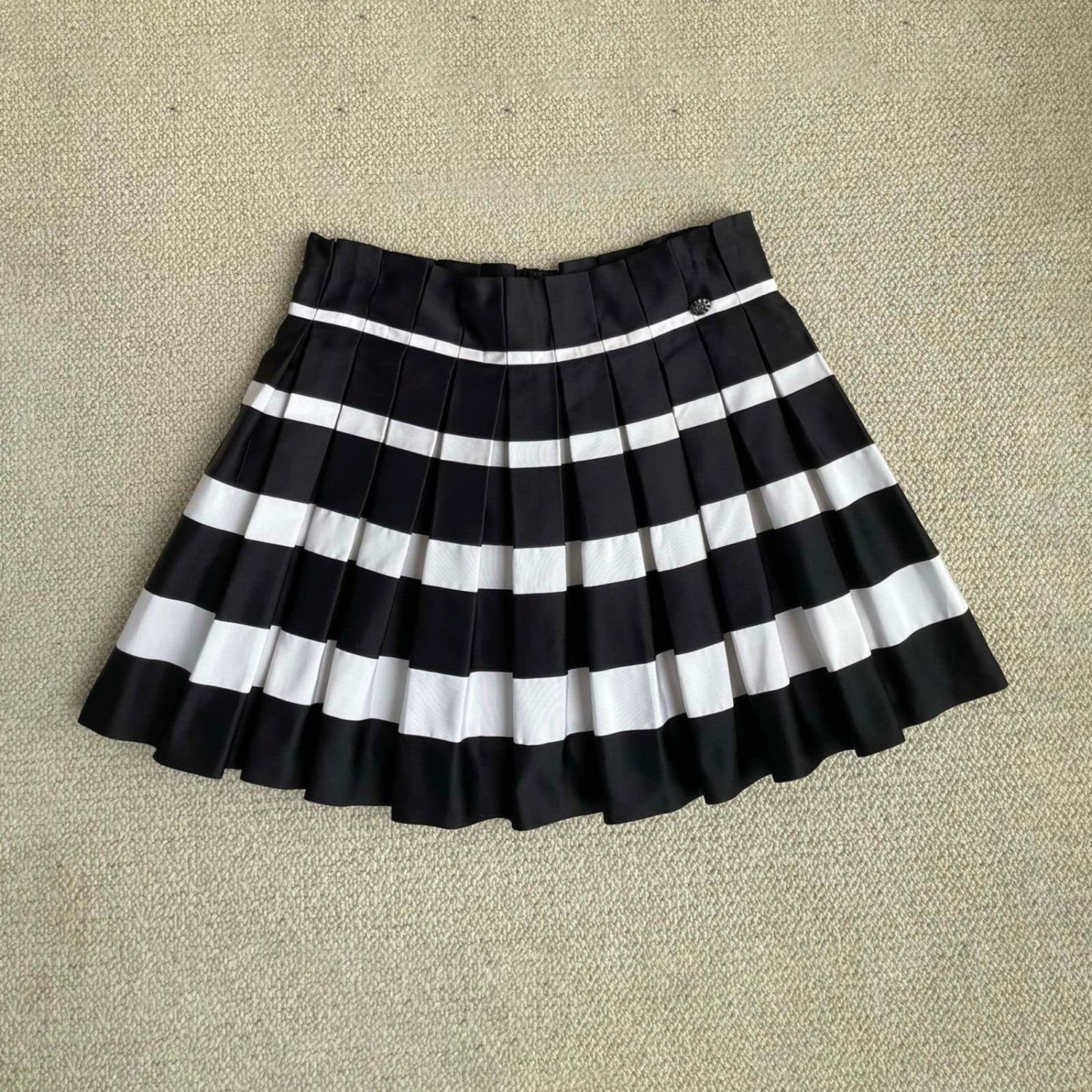 Women's Summer Fashion Casual Striped Color Blocked Elastic Waist Silk Blend Skirt Mini Skirt #79341