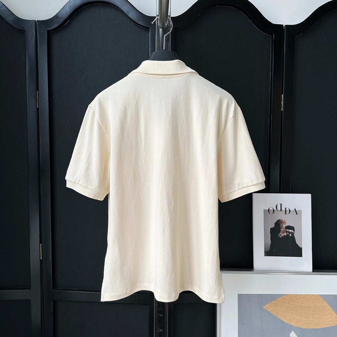 Women Summer Solid Color Letter Logo Embroidery Short Sleeve Polo Shirt T-Shirt #72356