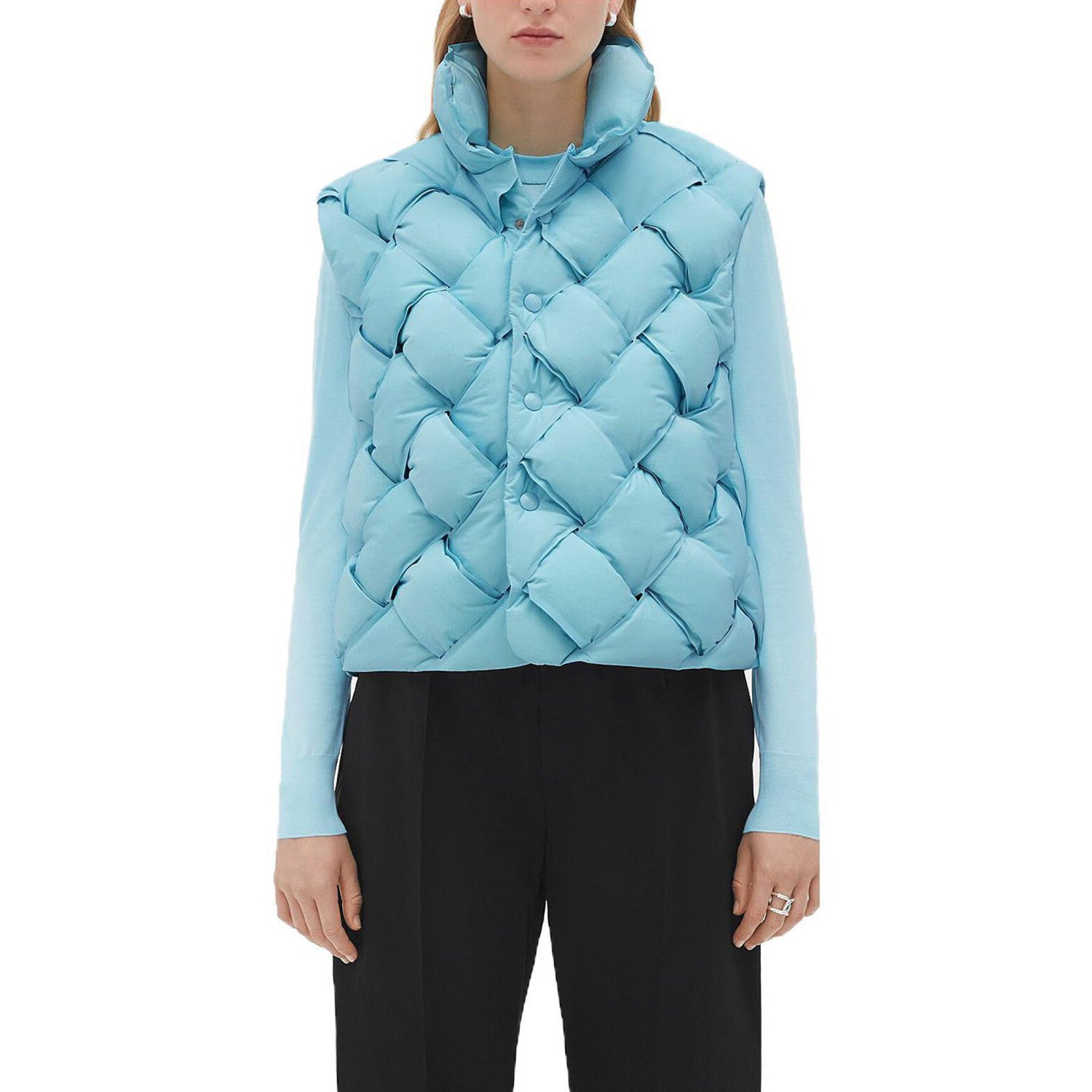 Men's Women's Woven Down Vest Solid Color Standing Collar Single Breasted White Duck Down Jacket Vest Ngvp #7216