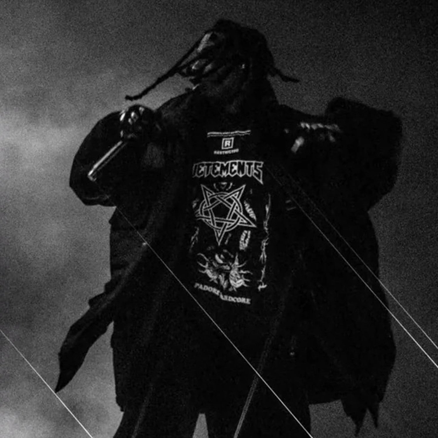 Vetements Men's Fashion Letter Graffiti Pentagram Embroidery Loose Black Zipper Long Sleeve Hoodie Ngvp #7796