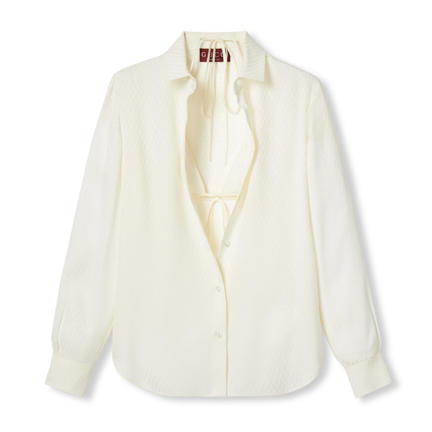 Women's Summer Solid Color Logo Jacquard Full Print Single Breasted Long Sleeve Shirt #72373