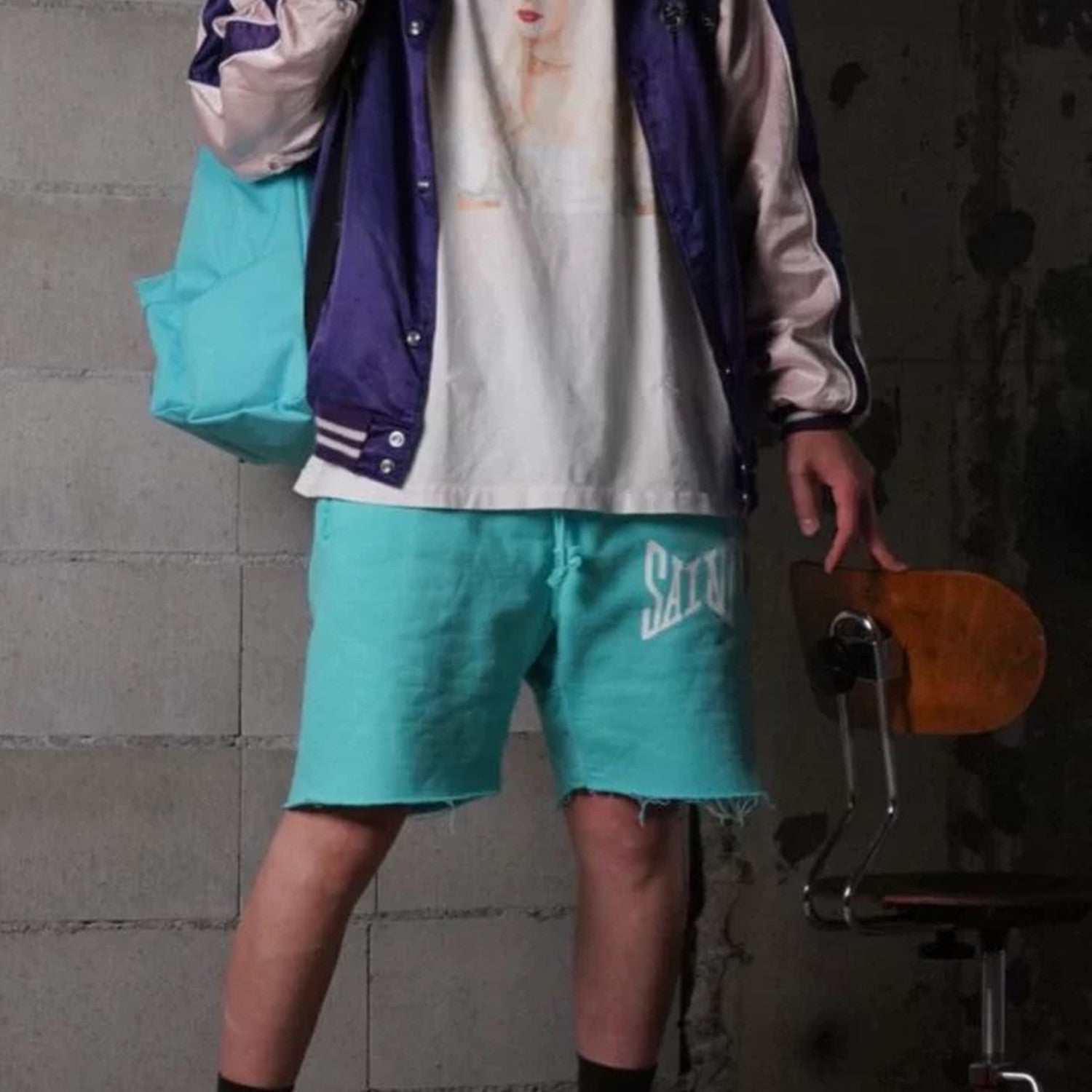 Men's And Women's Retro Color Blocked Fashionable High Street Trendy Casual Elastic Waist Drawstring Shorts  Ngvp #9239