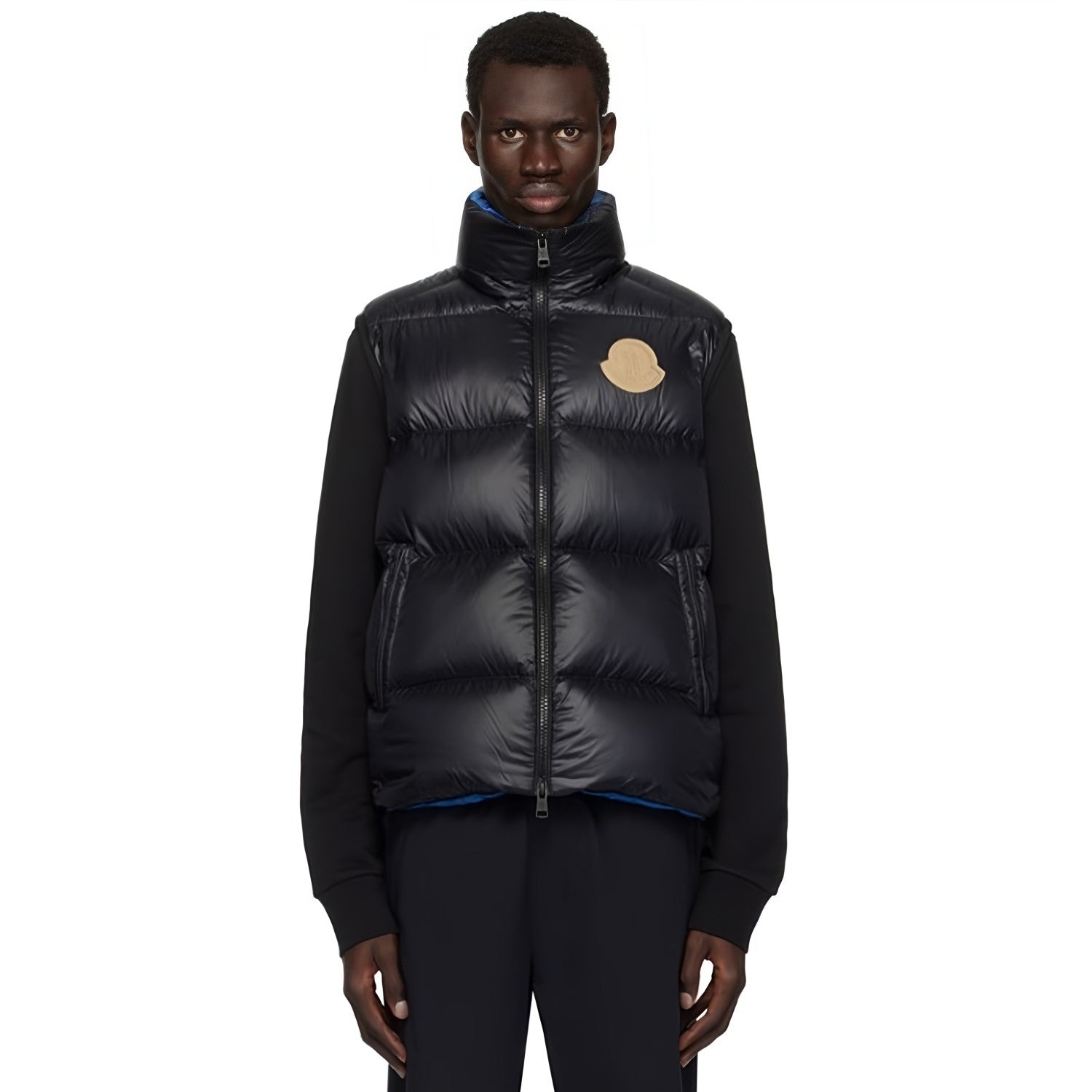 Men's Fall/winter Black Down Stand-up Collar Vest Fashion Casual Sleeveless Zipper Jacket #81843A