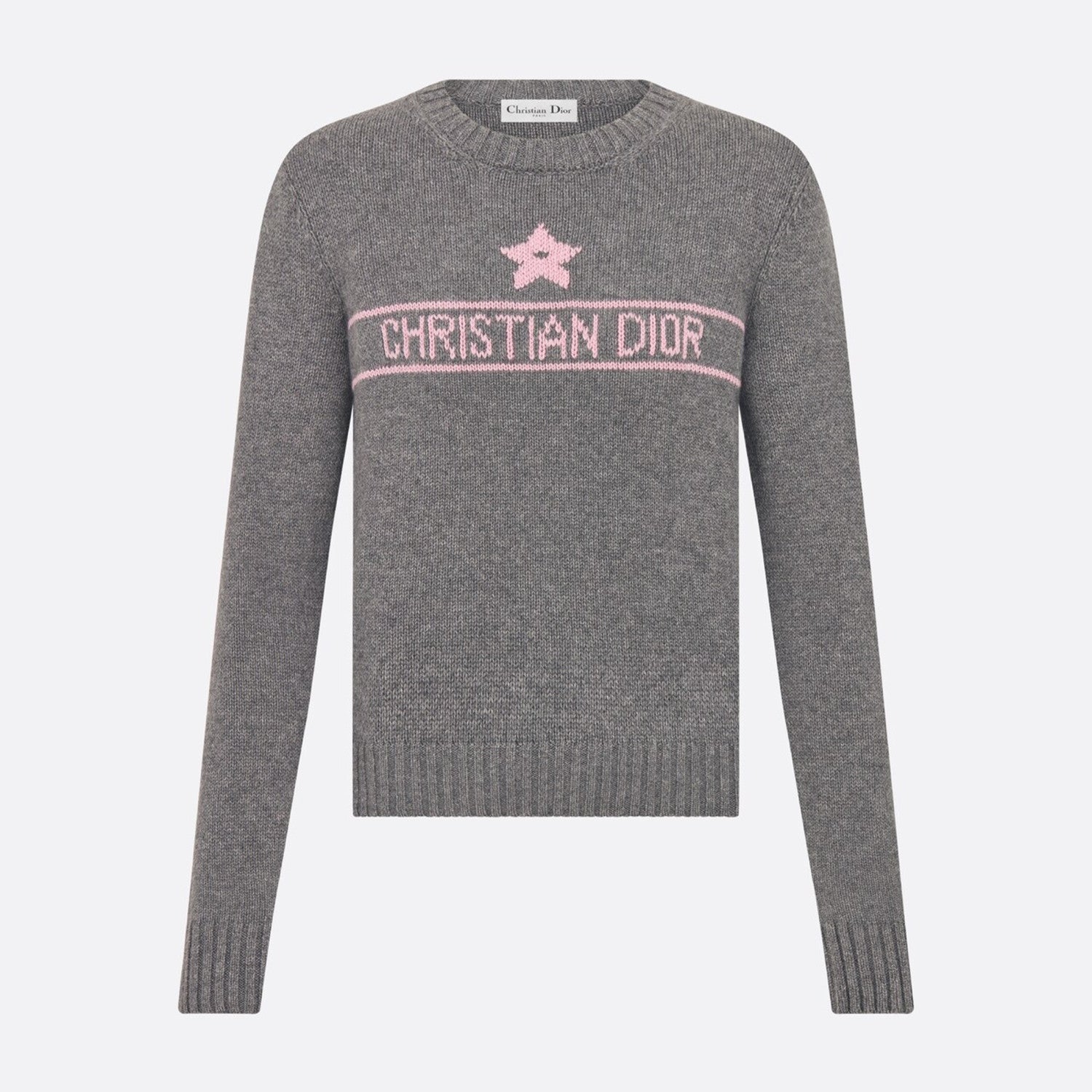 Women's Autumn And Winter Jacquard Knit Sweater Gray Pink 100% Cashmere Fabric With Logo Round Neck Long Sleeve Pullover Knitted Sweater #71784