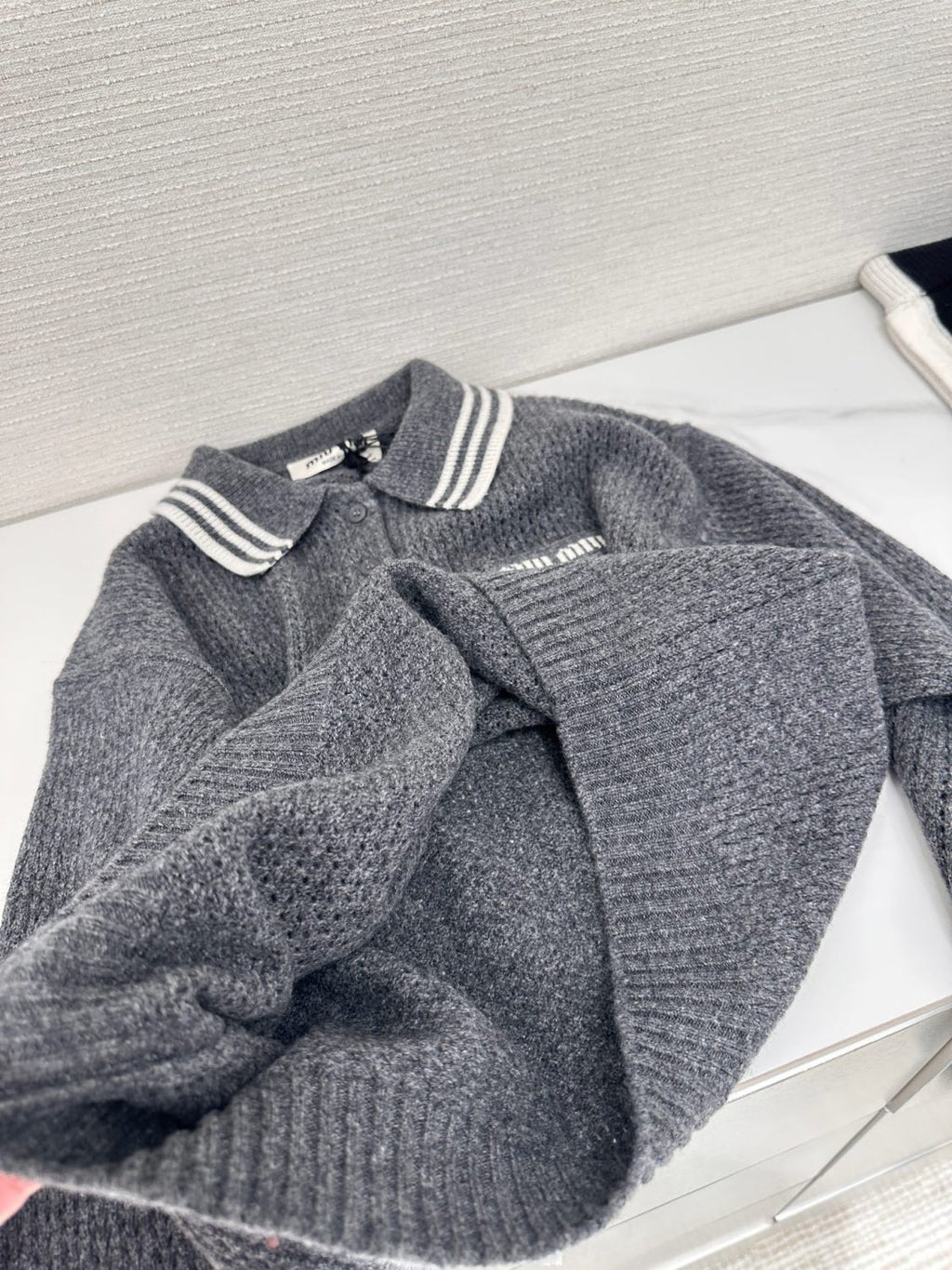 Women's Spring and Autumn Solid Color Mesh Knit Loose Polo Neck Long Sleeve Sweater #75112