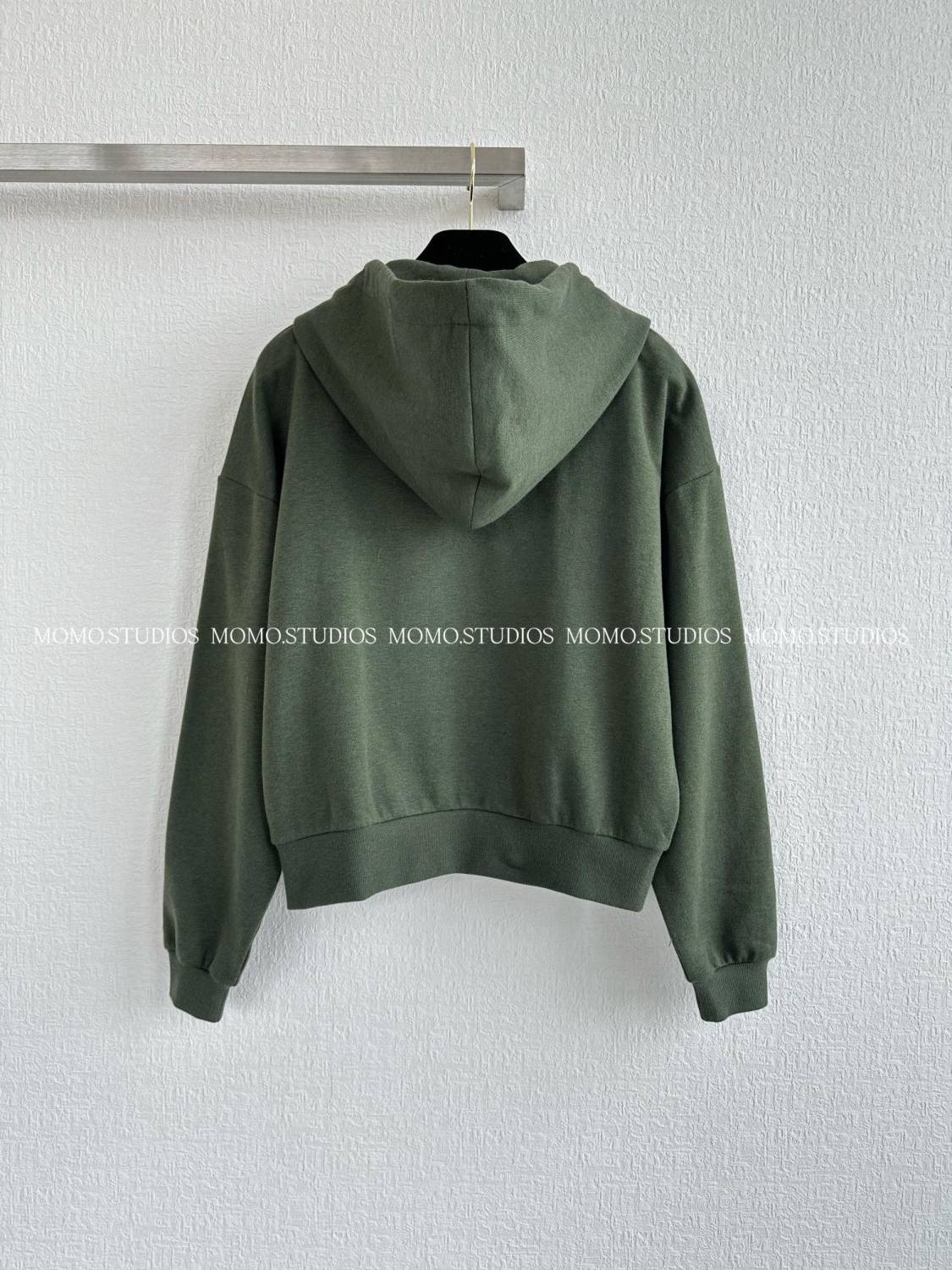 Women's Men's Autumn/Winter Green Zipper Hooded Sweatshirt with Logo Print Fashionable Casual Short-Sleeve Hoodie #9331Z