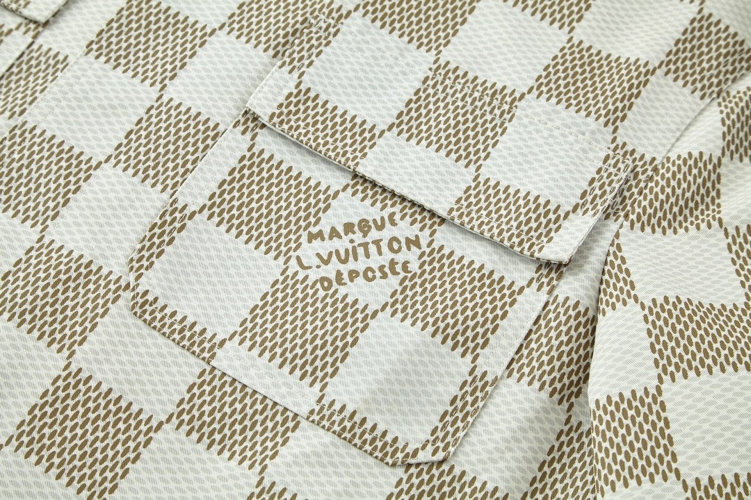 Men's Fall And Winter White Checkered Lapel Single Breasted Pocket Long Sleeved Jacket #72775