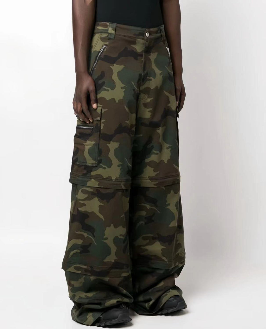 Vetements Men's Camouflage Multi-Pocket Zipper Loose Cotton Long Work Pants Ngvp #7663