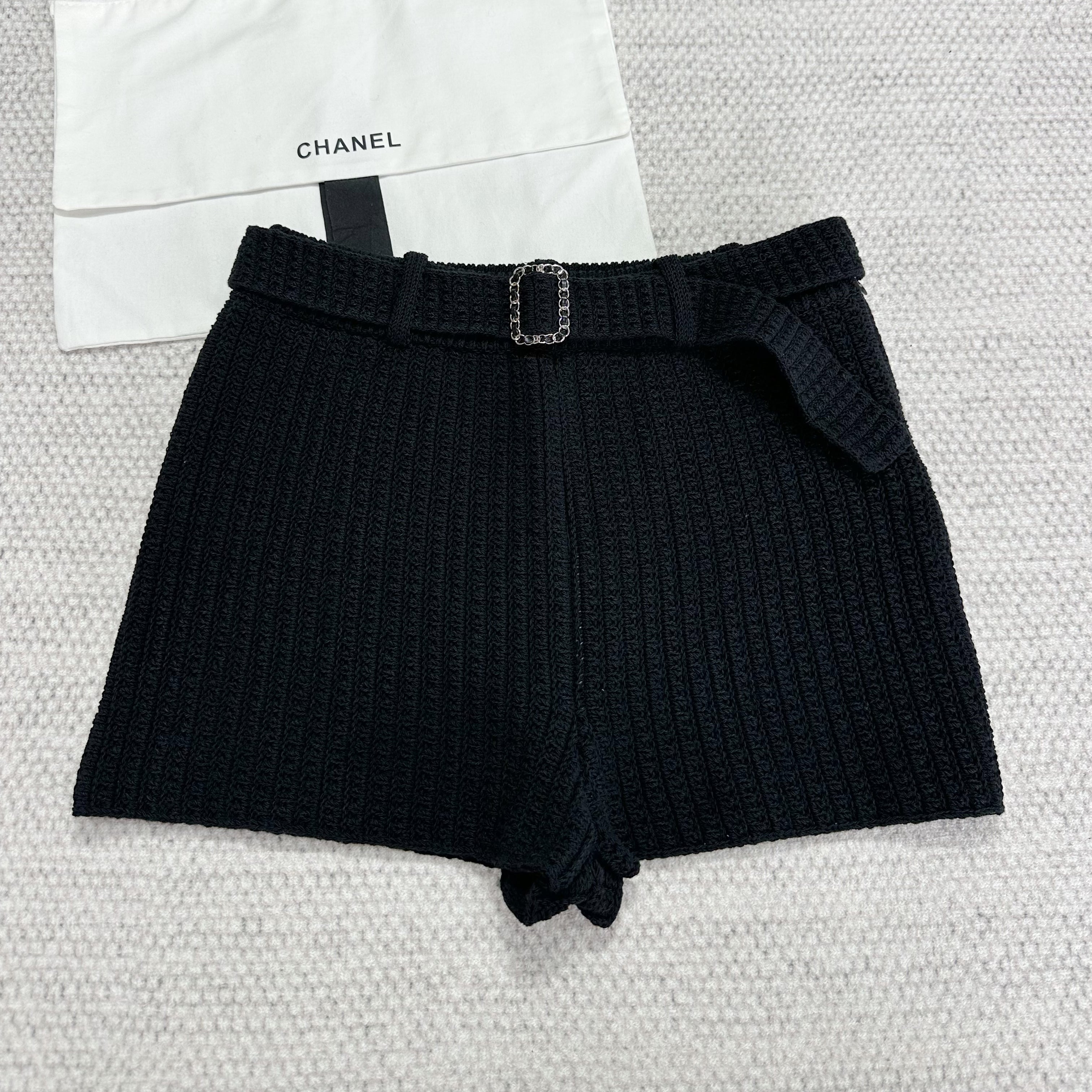 Women's Solid Color Spring & Autumn Casual Cotton Fitted Knit Belted Shorts Ngvp #1431