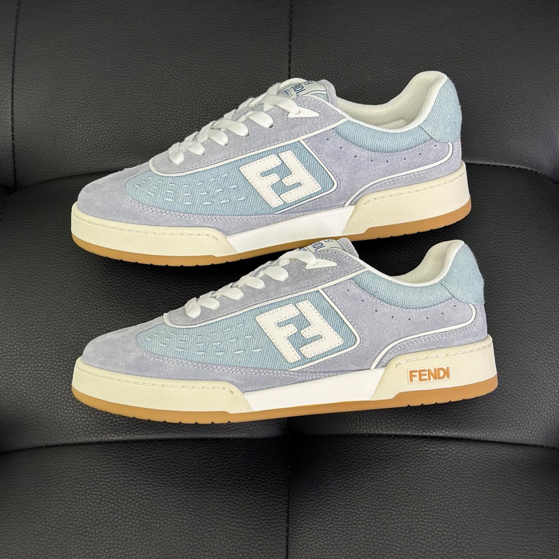 FF Match Leather Suede Low Top Shoes Women's Men's Spring Summer Round Toe Lace Up Colorblocking Fashion Casual Retro Shoes #81414