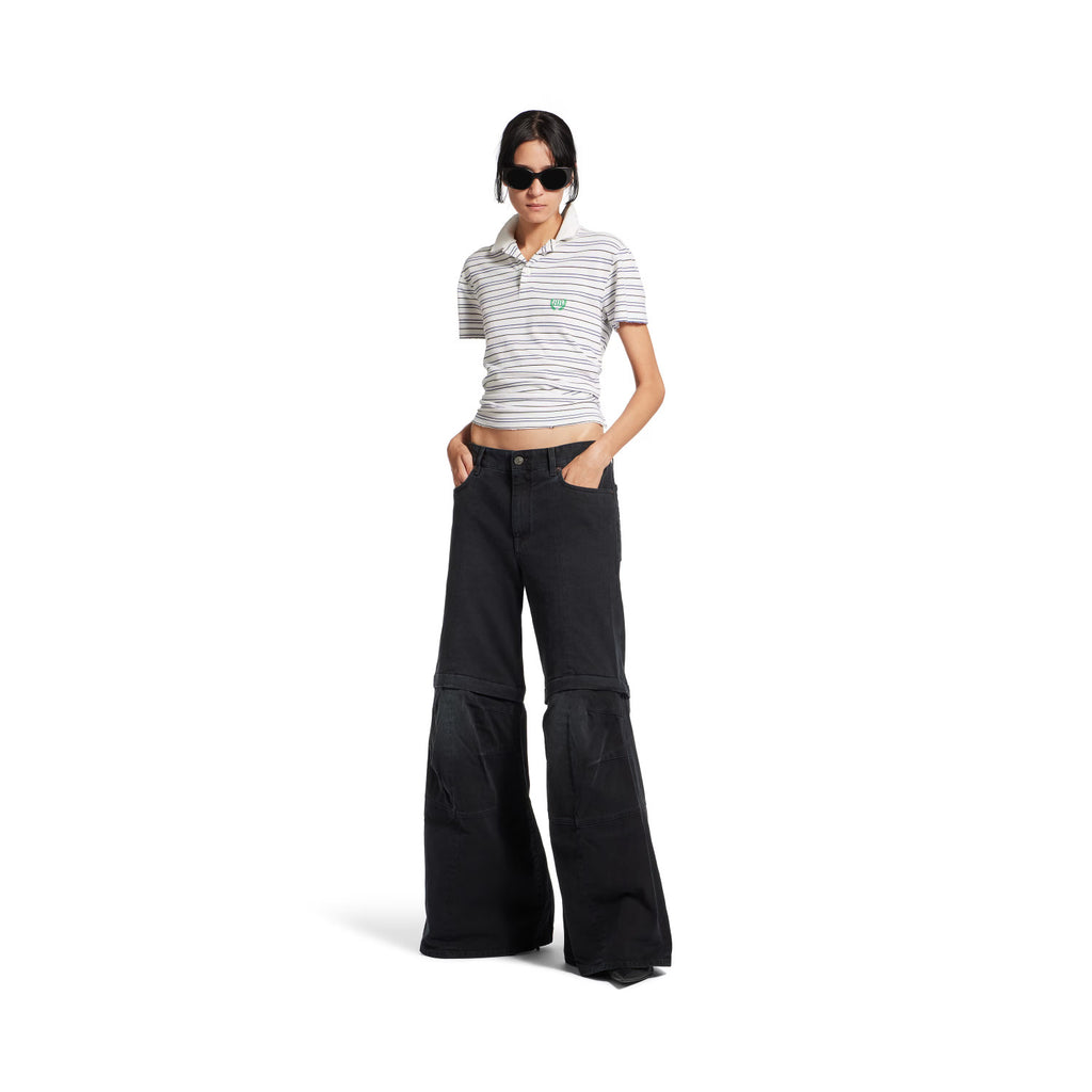 Women Men Four Seasons Flared Cargo Pants High Street Cotton Mid Waist Solid Color Casual Denim Workwear Pants Ngvp #1843