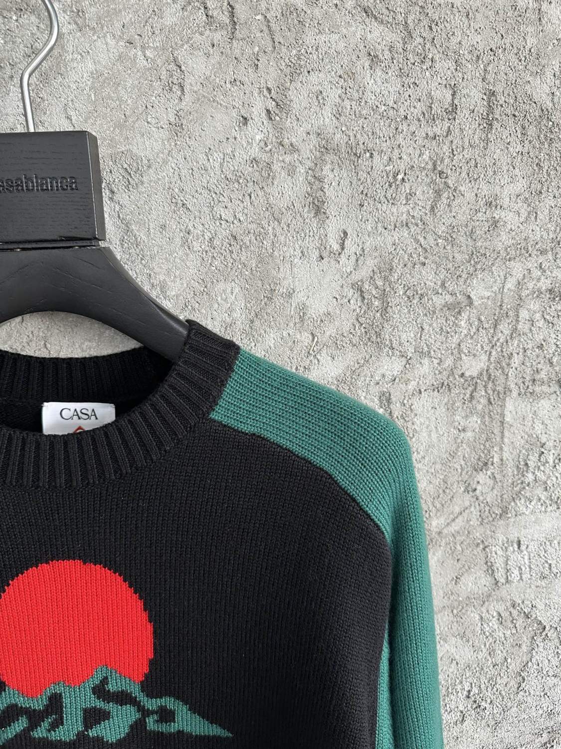 Men's Fall/winter Sunset Pattern Jacquard Knit Sweater Fashionable Crew Neck Long Sleeve Pullover #193334