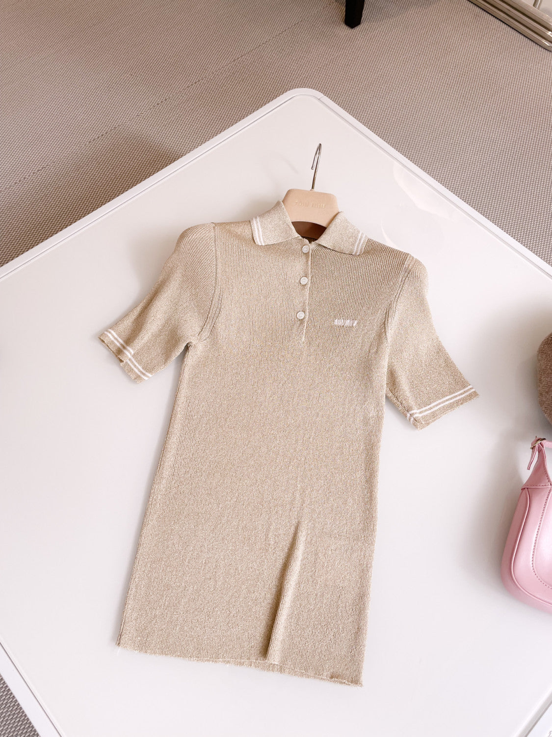 Women's Spring/Summer Applique Logo Oversized Stretch Short Sleeve Polo Shirt T-Shirt #74947