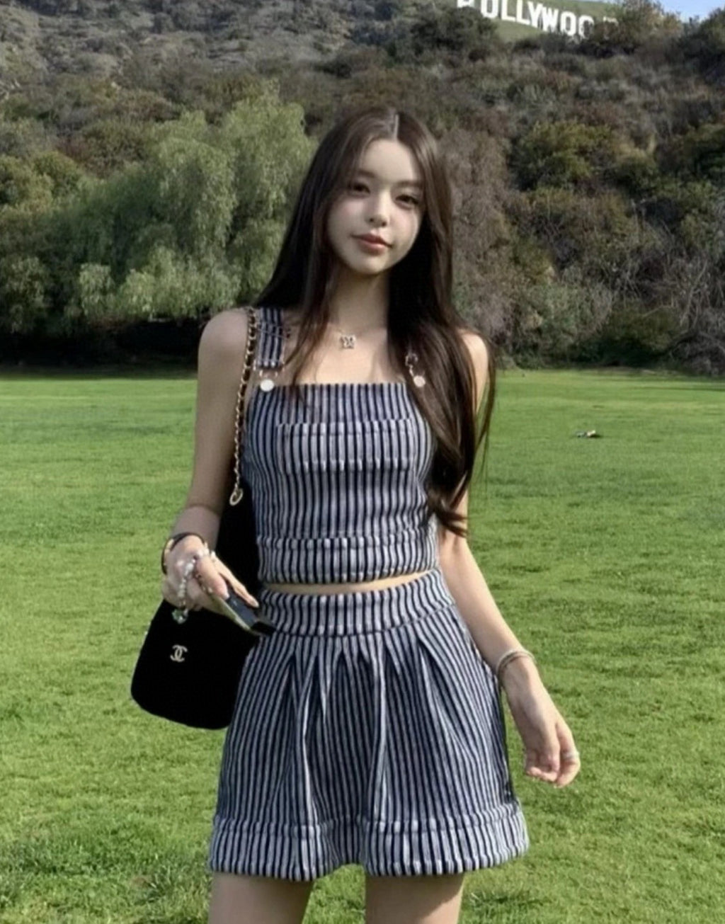 Women's Summer Striped Sleeveless Vest Tank Top High Street Solid Color Cotton Blend Top Strapless Ngvp #2144