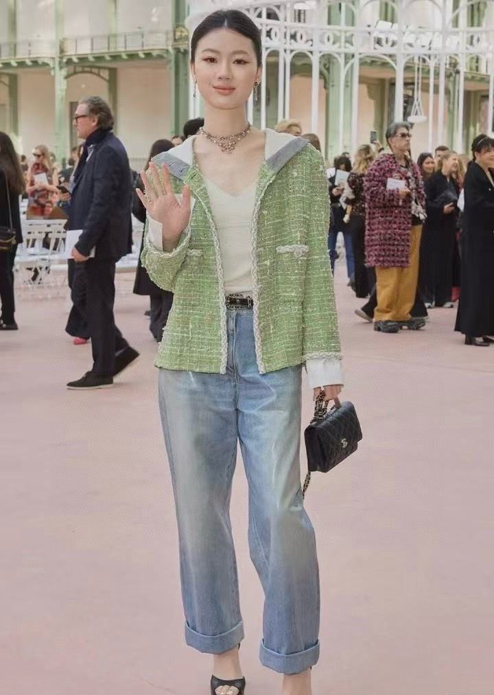 Women's Spring and Autumn Solid Color Zipper Closure Waterproof Coated Jeans Pants #74368