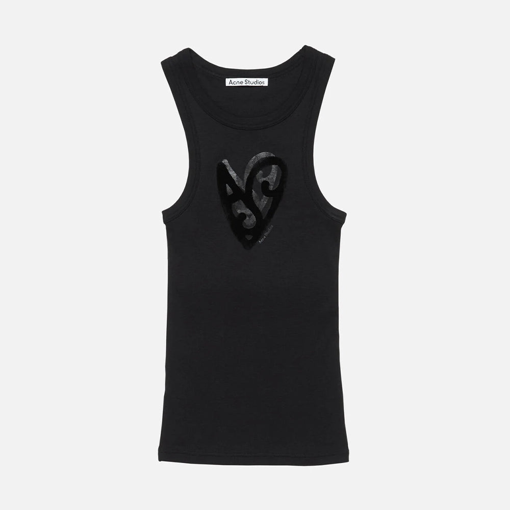 Acne Studios Men's & Women's Vintage Flocked Graffiti Print Summer Crew Neck Sleeveless Pullover Solid Color Tank Top Vest #81755