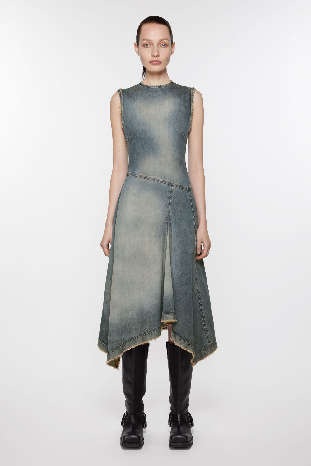 Acne Studios Women's Fashion Overlay Leather Buckle Boots Solid Color Casual Round Toe Boots Ngvp #9275