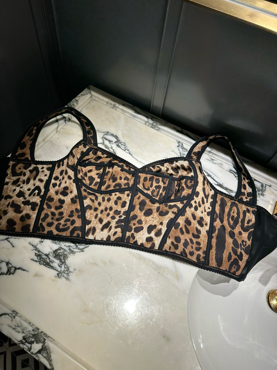 Women's Solid Colour Vest Washed Denim Bra Style Suspender Jacket Lined Leopard Printed #76862