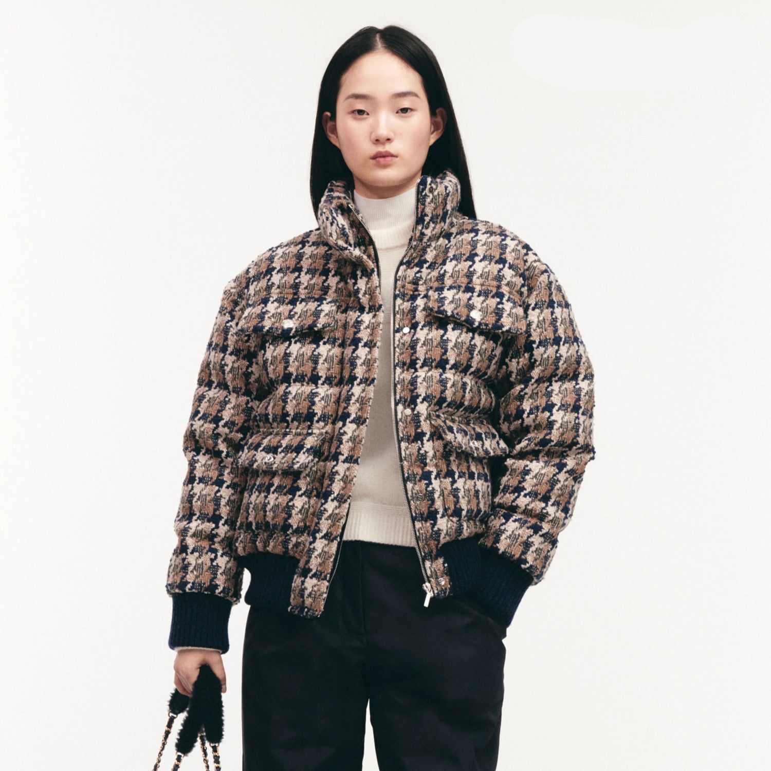 2024/25 Coco Neige Ready-to-wear Corseted Jacket Women's Autumn Winter Plaid Colour Blocked Vintage Duffle Coat Jacket Wool Tweed Fashion Jacket Ngvp #9822