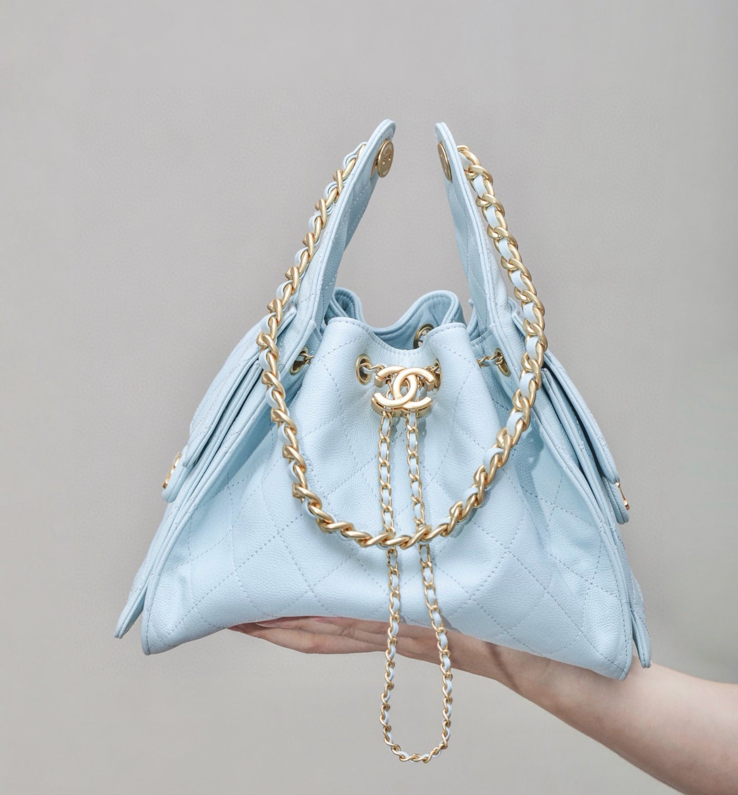 Women's Classic Double C Logo Solid Color Cowhide & Leather Tote Shoulder Bag Bags #77572