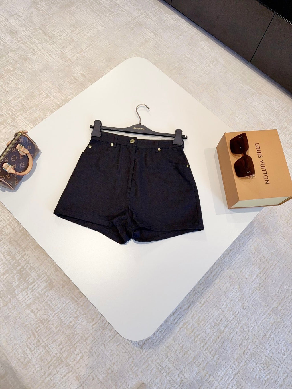 Women's Summer Solid Color Alphabet All Over Printed Hidden Zipper Closure Denim Shorts #75479